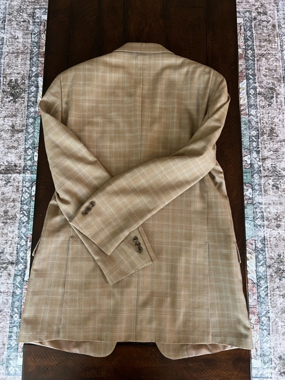 Arnold Brant Glen Plaid Sport Coat Blazer 42L Tall Made in 🇨🇦 Brown Tan Vintage